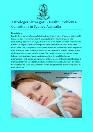 Astrologer Shiva guru- Health Problems-Consultant in Sydney