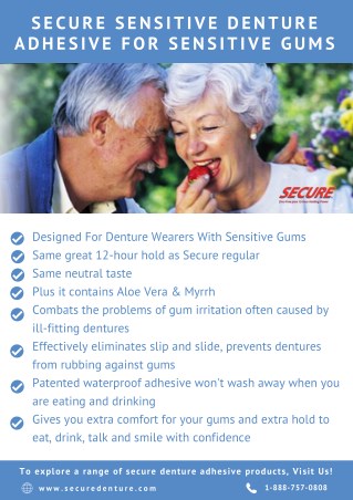 Secure Sensitive Denture Adhesive For Sensitive Gums