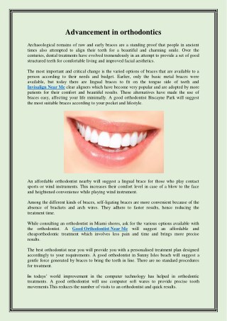 Advancement in orthodontics