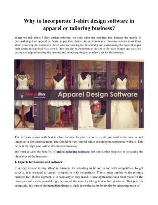 Why to incorporate T-shirt design software in apparel or tailoring business?