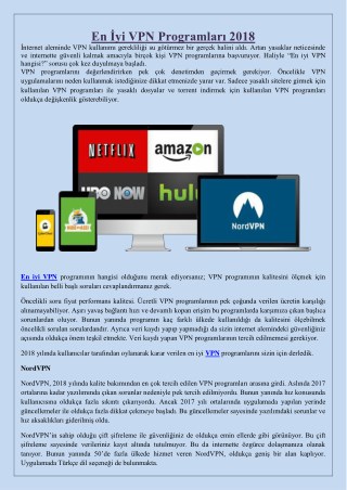 En İyi VPN Programları 2018