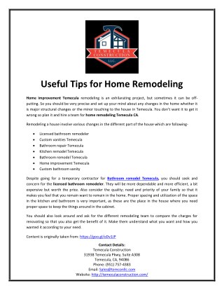 Useful Tips for Home Remodeling