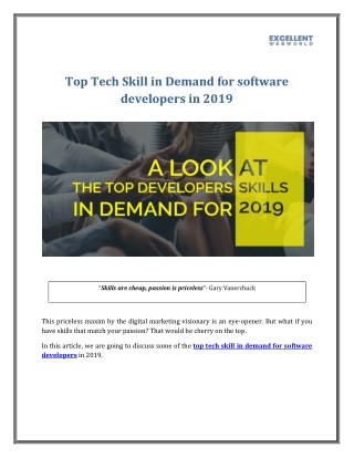 Top Tech Skill in Demand for software developers in 2019