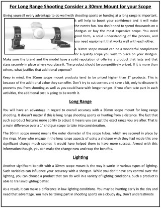 For Long Range Shooting Consider a 30mm Mount for your Scope