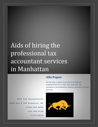 Aids of hiring the professional tax accountant services in Manhattan