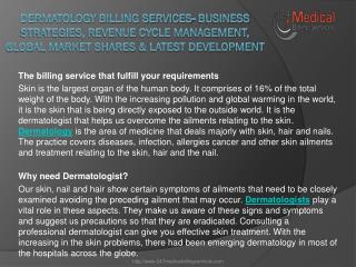 Dermatology Billing Services- Business Strategies, Revenue Cycle Management, Global Market Shares & Latest Development
