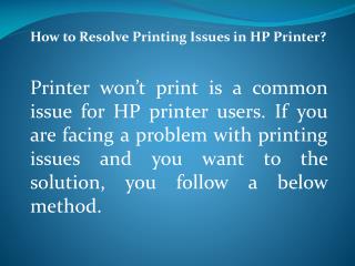 Resolve Printing Issues By calling HP Printer Number 1(877) 269 4999