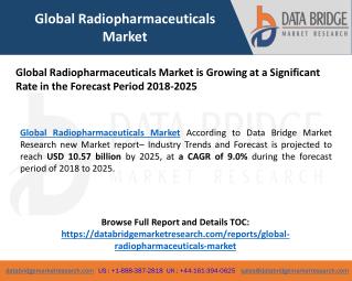 Global Radiopharmaceuticals Market is Growing at a Significant Rate in the Forecast Period 2018-2025