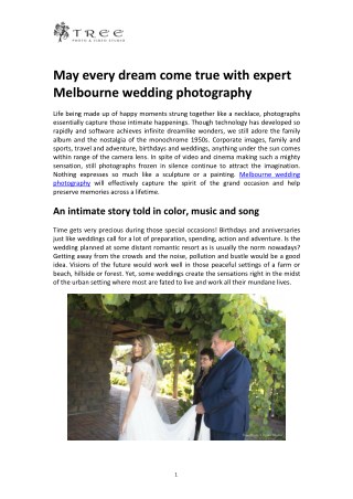 May every dream come true with expert Melbourne wedding photography