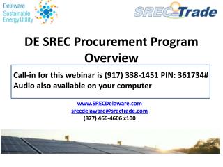 DE SREC Procurement Program Overview