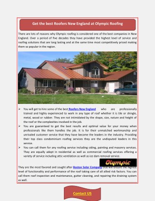 Get the best Roofers New England at Olympic Roofing