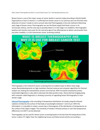 What is Breast Thermography and Why It Is Use for Breast Cancer Test -Thermographysolutionsny.com