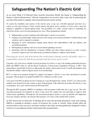 Safeguarding The Nation’s Electric Grid