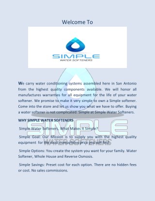 Simple Water Softeners