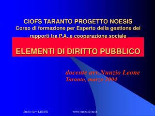 docente avv.Nunzio Leone Taranto, marzo 2004