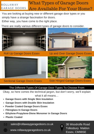 Types of Garage Doors Are Available For Your Home
