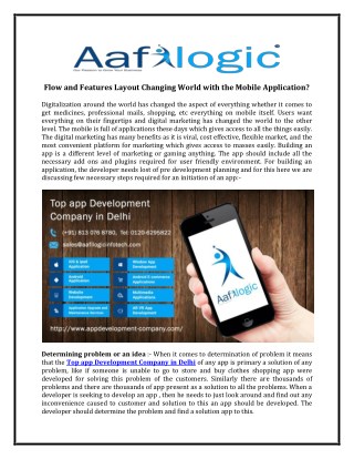 Flow and Features Layout Changing World with the Mobile Application?