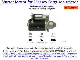 Starter Motor for Massey Ferguson tractor
