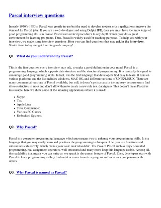 Pascal interview questions-PDF