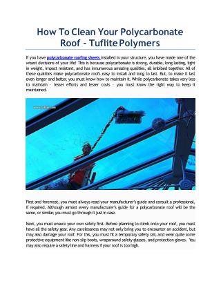 How To Clean Your Polycarbonate Roof? Tuflite Polymers