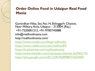 Order Online Food in Udaipur Real Food Mania