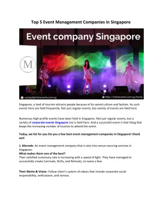 Top 5 event management companies in Singapore