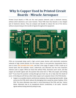 Why Is Copper Used In Printed Circuit Boards? Miracle Aerospace