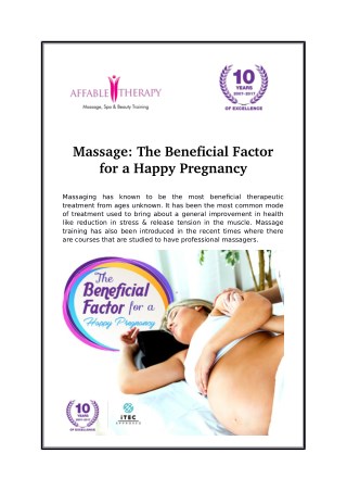 Massage: The Beneficial Factor for a Happy Pregnancy