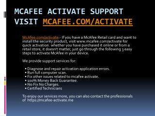 Mcafee Tech support - mcafee.com/activate