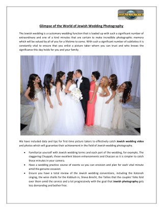 Glimpse of the World of Jewish Wedding Photography