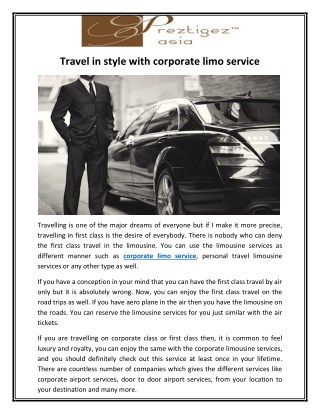 Travel in style with Corporate Limo Service