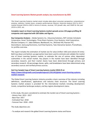 Smart Learning Systems Market growth analysis, key manufacturers by 2025