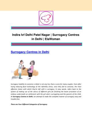 Indira Ivf Delhi Patel Nagar | Surrogacy Centres in Delhi | ElaWoman