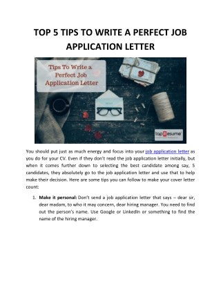 TOP 5 TIPS TO WRITE A PERFECT JOB APPLICATION LETTER