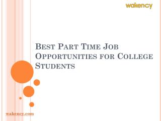 Best Part Time Job Opportunities for College Students