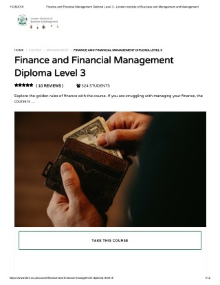 Finance and Financial Management Diploma Level 3 - LIBM