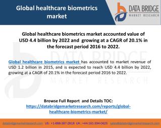 Global healthcare biometrics market is expected to reach USD 4.4 billion by 2022, owing to the importance of healthcare