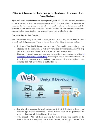 Tips for Choosing the Best eCommerce Development Company for Your Business