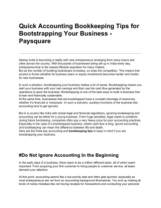 Quick Accounting Bookkeeping Tips for Bootstrapping Your Business - Paysquare