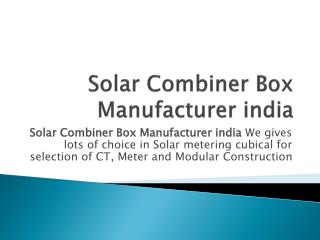 Solar ACDB DCDB Manufacturer india