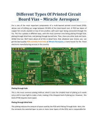 Different Types Of Printed Circuit Board Vias - Miracle Aerospace