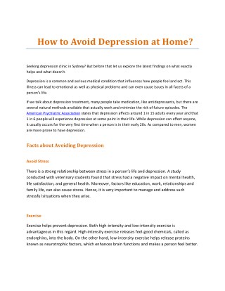 How to Avoid Depression at Home