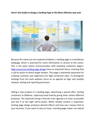 Here’s the Guide to design a landing Page in the Most effective way ever