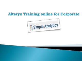 Alteryx Training online for Corporate
