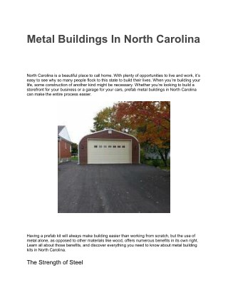Metal Buildings In North