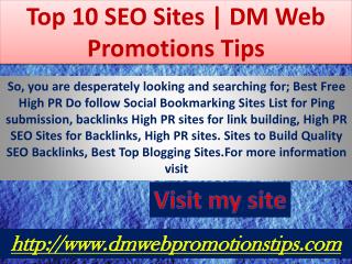 Top 15 Most Popular SEO Websites | DM Web Promotions Tips