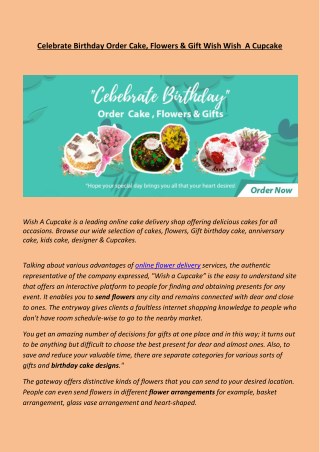 Celebrate Birthday Order Cake, Flowers & Gift Wish Wish A Cupcake