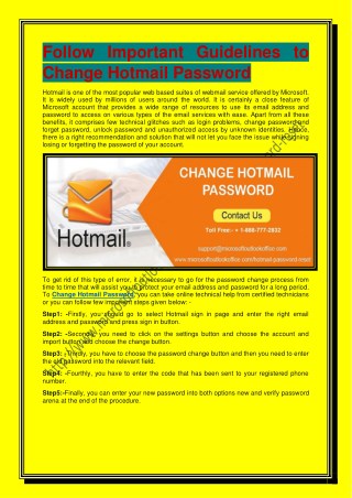 Follow Important Guidelines to Change Hotmail Password