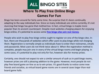 Where To Play Free Online Bingo Games For Fun