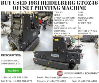 Buy Used 1981 Heidelberg GTOZ46 Offset Printing Machine